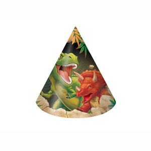 DINO BLAST PARTY HATS PACK OF 8