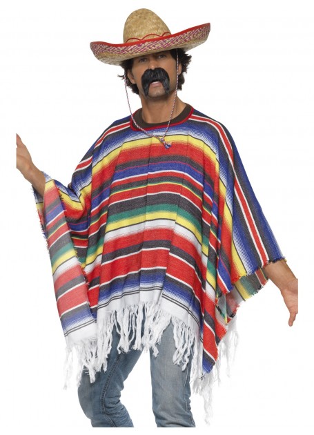 MEXICAN WOVEN PONCHO ADULT