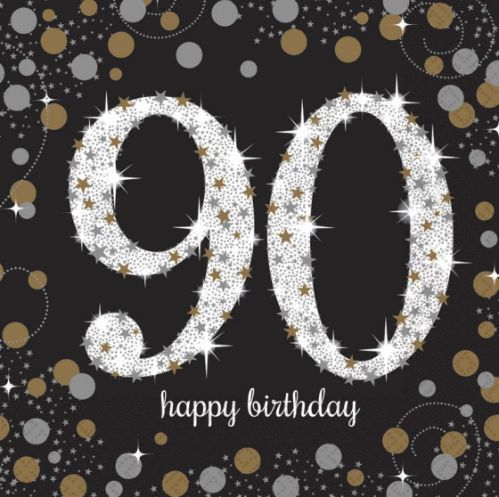90TH BIRTHDAY NAPKINS SPARKLING CELEBRATION - LUNCH PACK OF 16