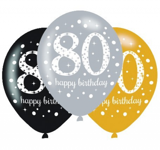 BALLOONS LATEX - 80TH SPARKLING ASSORTMENT - PACK 24