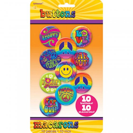 HIPPIE FEELING GROOVY BUTTONS - PACK OF 10