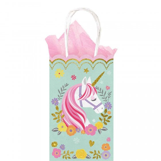 MAGICAL UNICORN PAPER TREAT BAGS WITH HANDLE - PACK OF 10
