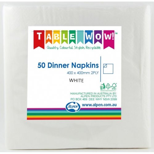 NAPKINS - WHITE DINNER BULK BACK OF 300