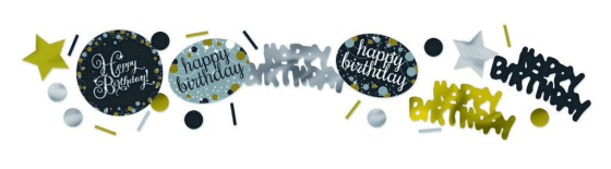 BIRTHDAY SCATTERS - GOLD, BLACK & SILVER