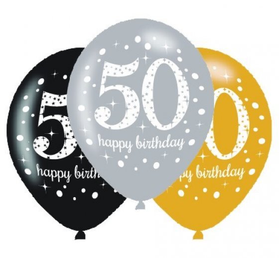 BALLOONS LATEX - 50TH SPARKLING ASSORTMENT - PACK 24