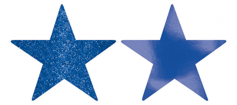 STARS - ROYAL BLUE FOIL & GLITTER 12CM - PACK 5