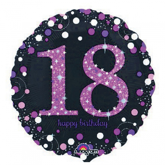 FOIL BALLOON - 18TH HAPPY BIRTHDAY PINK HOLOGRAPHIC