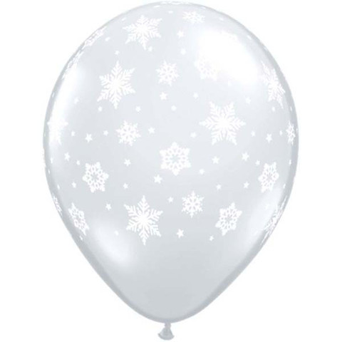 BALLOONS LATEX - SNOWFLAKE DIAMOND CLEAR PACK OF 25