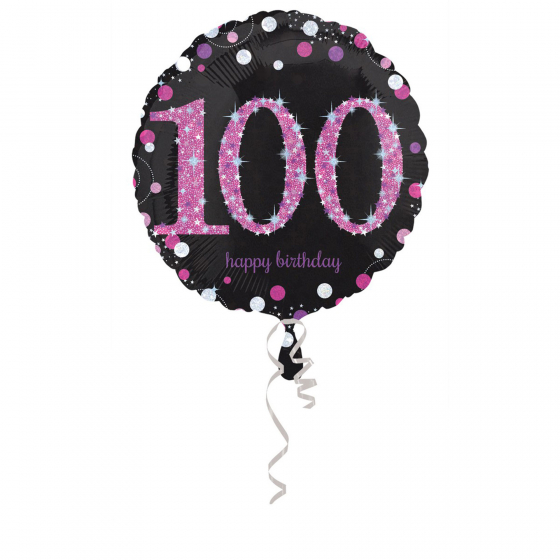 FOIL BALLOON - 100TH BIRTHDAY SPARKLING PINK