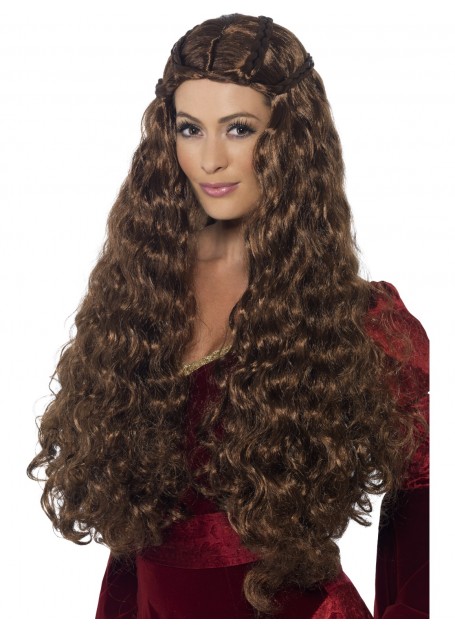 MARION MEDIEVAL PRINCESS WIG - LONG BROWN WAVY WITH PLAITS