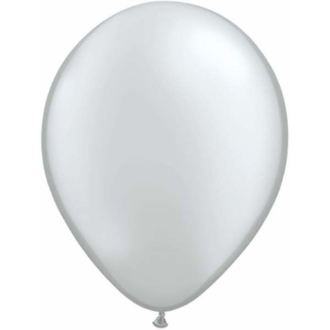 BALLOONS LATEX - SILVER PEARLISED/METALLIC PRO PACK OF 15