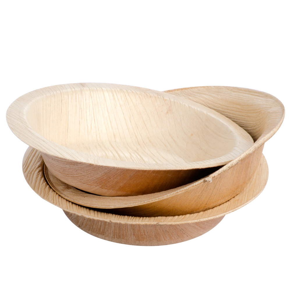 NATURAL PALM LEAF ROUND 6.5" BOWLS - BOX OF 100