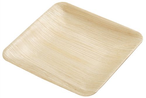 NATURAL PALM LEAF SQUARE DINNER 8" PLATES - BOX OF 100