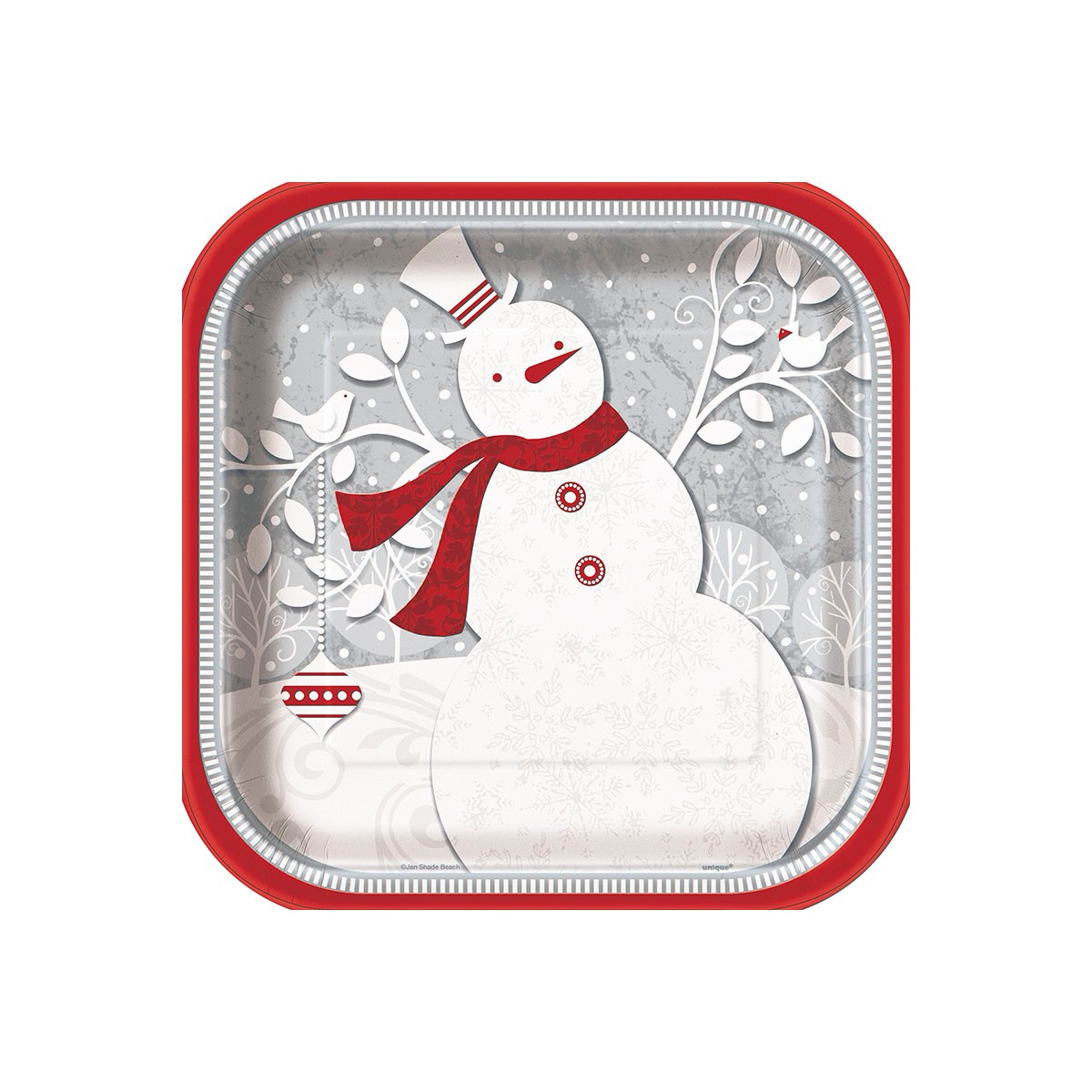 FROSTED CHRISTMAS DINNER PLATES - PACK OF 8