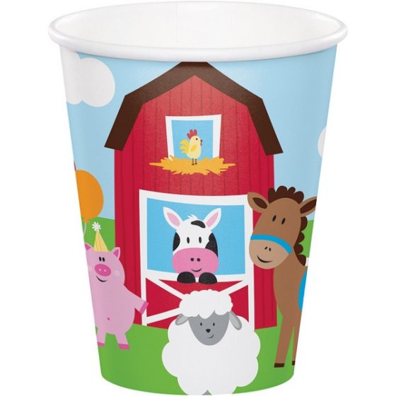 FARMHOUSE DESIGN 1ST BIRTHDAY CUPS - PACK OF 8