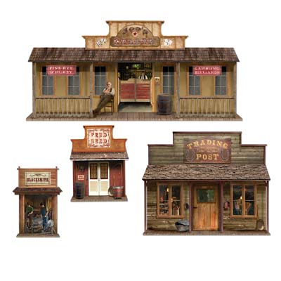 SCENE SETTER - WILD WESTERN TOWN CUTOUTS - PACK OF 4