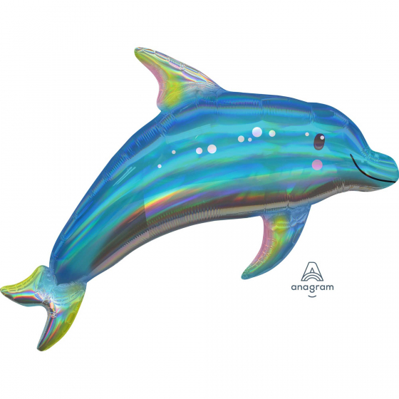 FOIL SUPER SHAPE BALLOON - TROPICAL HOLOGRAPHIC DOLPHIN