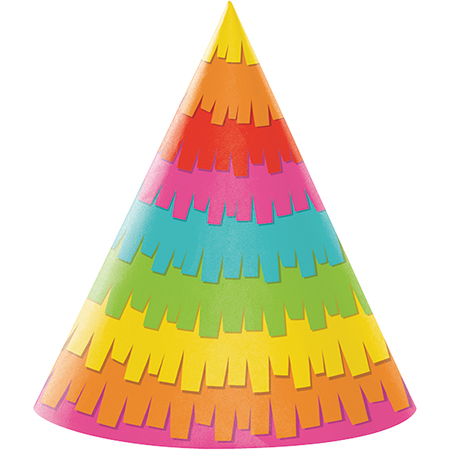 MEXICAN FIESTA FUN PARTY CONE HATS PACK OF 8