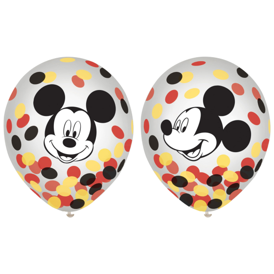 BALLOONS LATEX - MICKEY MOUSE CONFETTI - PACK 6