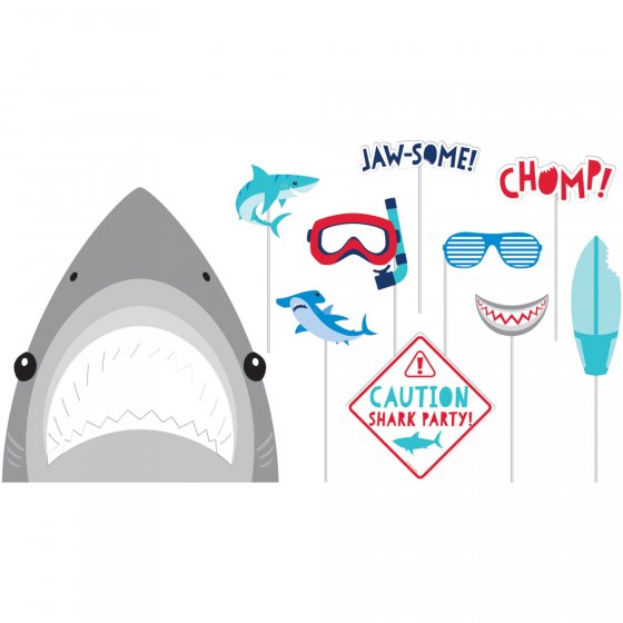 SELFIE PHOTO BOOTH PROPS - SHARK PARTY PACK OF 10