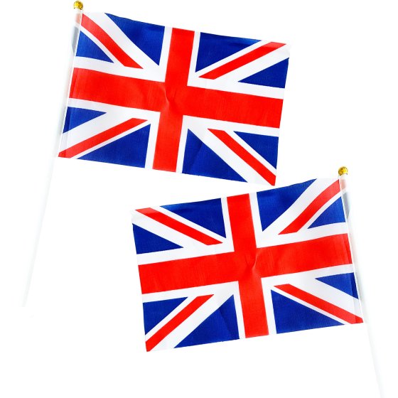 BRITISH UNION JACK HAND HELD WAVER FLAGS - PACK OF 6