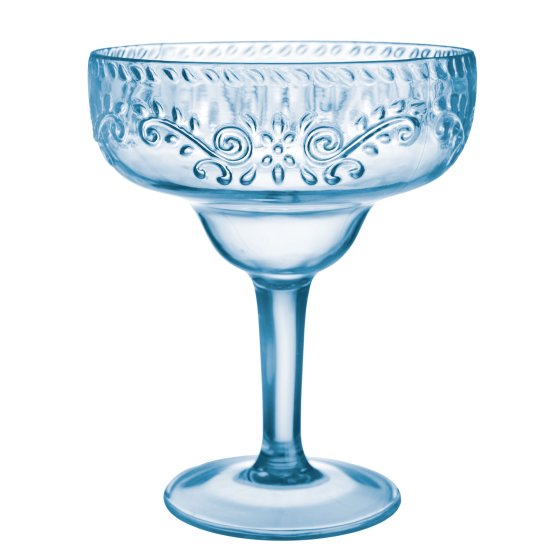 FLORAL MARGARITA GLASS - BLUE