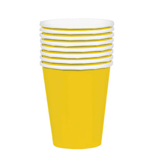 DISPOSABLE CUPS PAPER - YELLOW 354ML - PACK OF 20