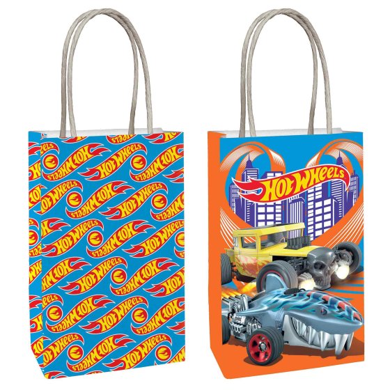 HOT WHEELS PAPER KRAFT FAVOUR BAGS - PACK OF 8