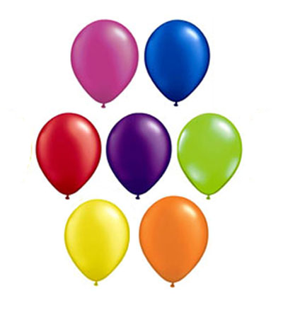 BALLOONS LATEX - 7 BRIGHTS PEARLISED/METALLIC PRO PACK OF 25