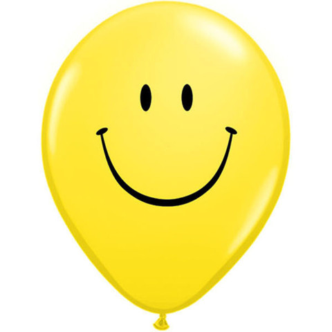 BALLOONS LATEX - SMILEY FACE YELLOW PACK OF 12