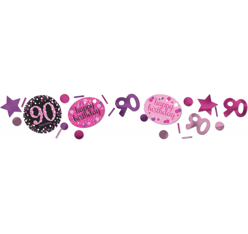 90TH BIRTHDAY SCATTERS SPARKLING - PINK, SILVER & BLACK