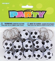 PARTY FAVOURS - SOCCER BALL KEY RINGS PACK OF 12