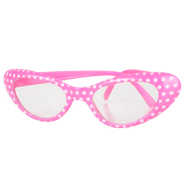 1960\'S GLASSES PINK WITH WHITE SPOTS