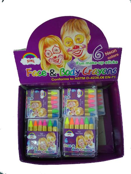 FACE AND BODY CRAYONS - NEON COLOURS PACK OF 6