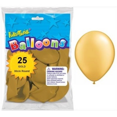 BALLOONS LATEX - FUNSATIONAL PEARL GOLD PACK OF 25