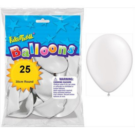 BALLOONS LATEX - FUNSATIONAL PEARL WHITE PACK OF 25
