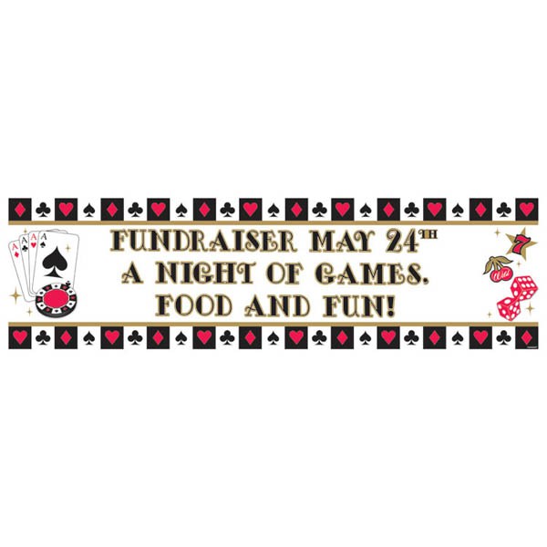 CASINO NIGHT GIANT PERSONALISED PARTY BANNER