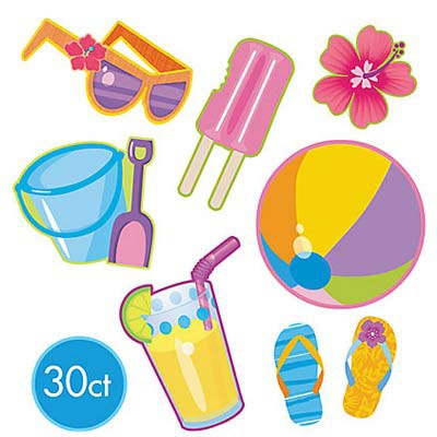 BEACH SUMMER CUT OUTS - VALUE PACK OF 30