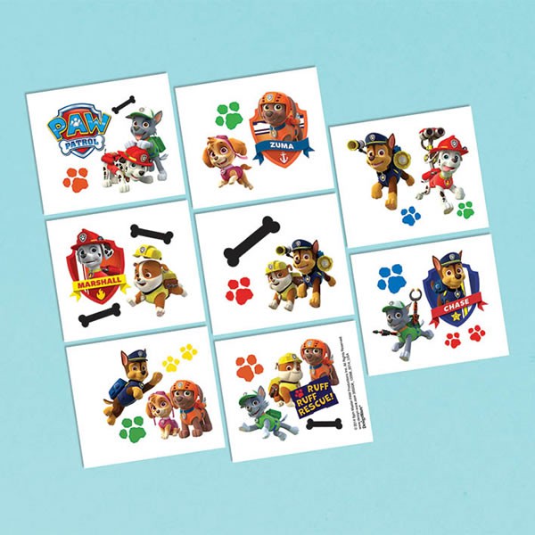 PAW PATROL PARTY FAVOURS - TATTOOS PACK OF 16