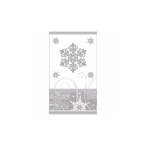 CHRISTMAS SPARKLING WHITE & SILVER TABLECOVER