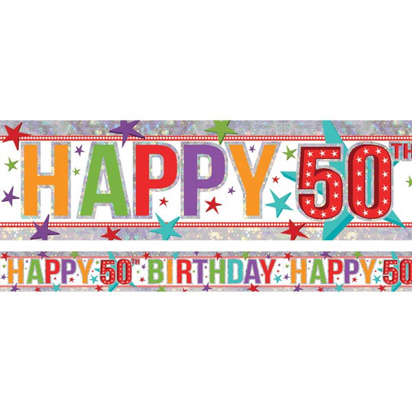 50TH BIRTHDAY BANNER - MULTI COLOURED