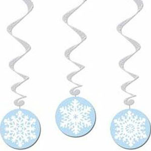 HANGING SNOWFLAKE CUT OUT SWIRLS DECORATIONS PACK OF 3