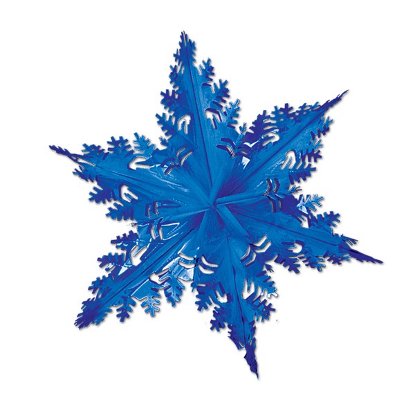 SNOWFLAKE WINTER HUGE 61CM FOIL 3D DECORATION - BLUE
