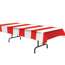 PATRIOTIC STRIPES RED AND WHITE TABLECOVER