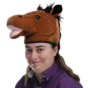 HORSE HEAD PLUSH FANCY DRESS HAT - DARK BROWN