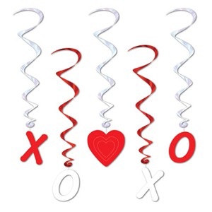 VALENTINES DAY HANGING LOVE WHIRLS - PACK OF 5