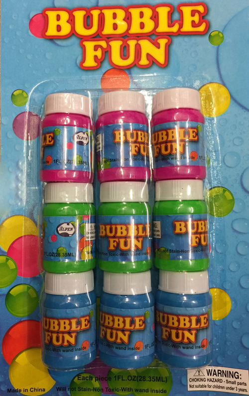 PARTY LOOT BAG BUBBLES - BLISTER PACK OF 9