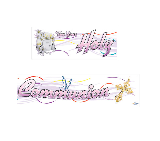 GIANT BANNER - CONGRATULATIONS ON YOUR HOLY COMMUNION - PINK