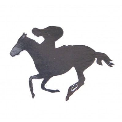 FOILBOARD SILVER RACE HORSE & JOCKEY LARGE CUT OUTS - PACK OF 12