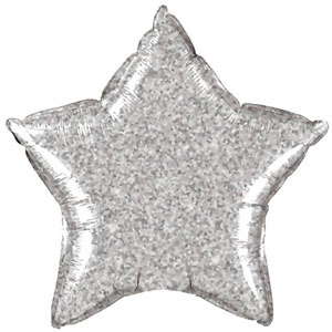 FOIL BALLOON STAR SHAPE - HOLOGRAPHIC JEWEL SILVER